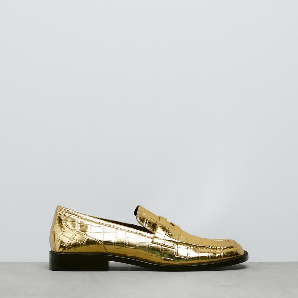 Gold Shiny Loafers